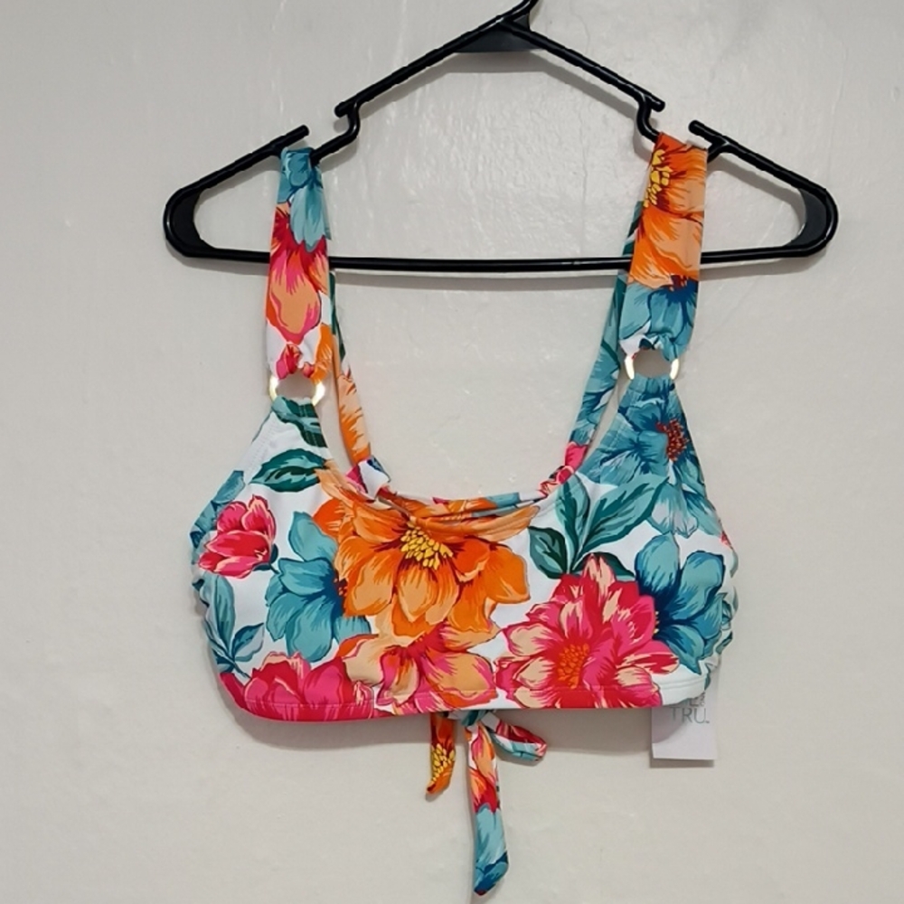 Time & Tru TNT Mix & Match Floral Top Removable Cups Size L (12-14) NWT